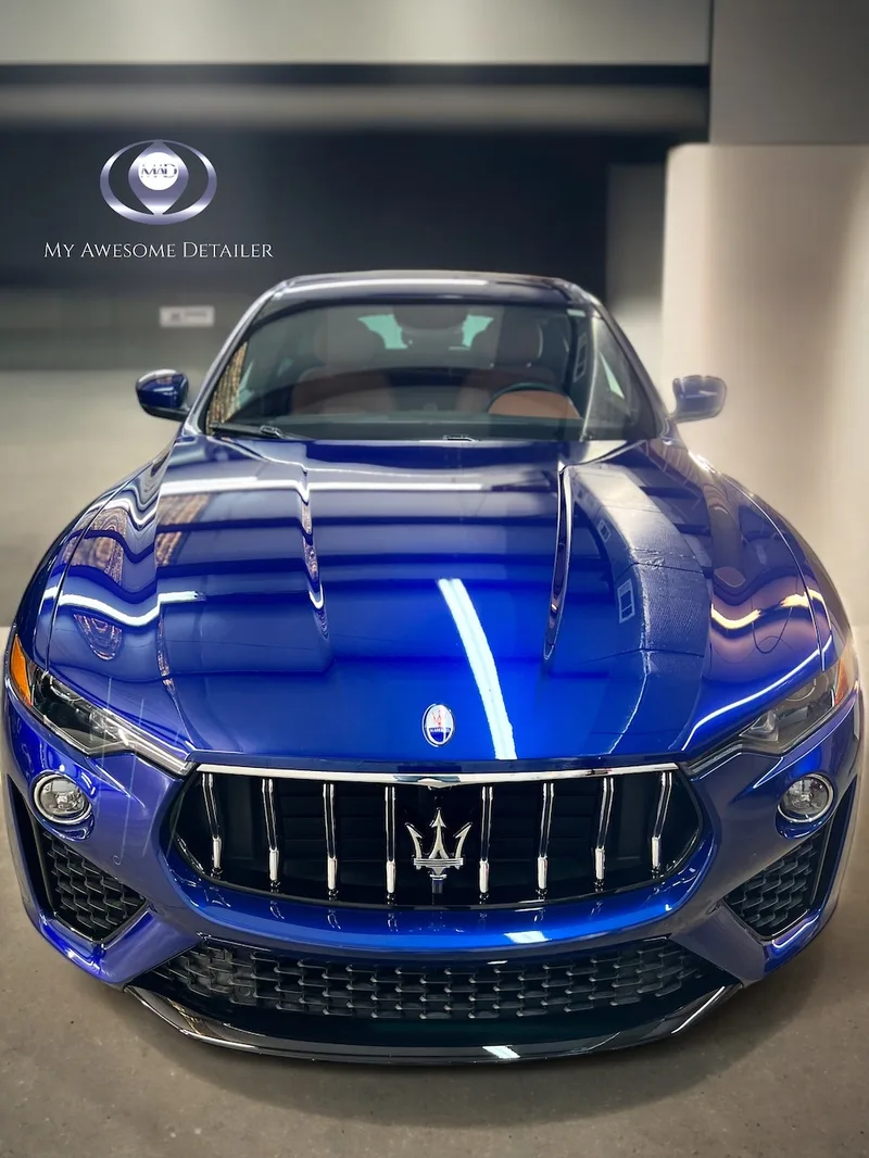 Blue Maserati Levante ceramic coating detail