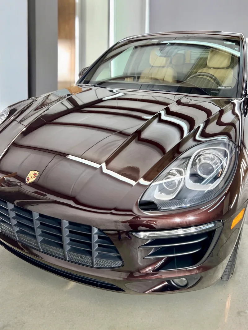Porsche Macan hood ceramic coating closeup