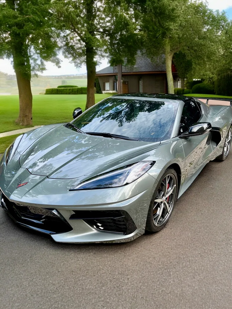 Gray Corvette C8 outdoor ceramic finish