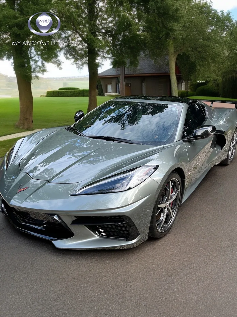 Gray Corvette C8 PPF installed