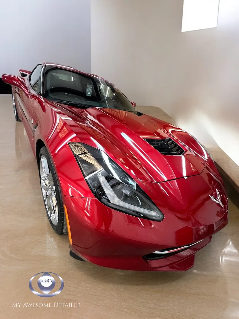 Red Corvette C7 overhead ceramic coating
