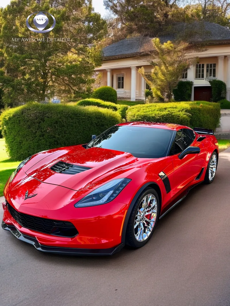 Red Corvette Z06 full front PPF